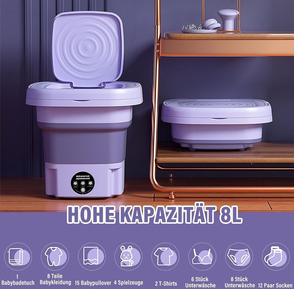 Mini Waschmaschine, 11L Kapazität Tragbare Faltbare Produktbild 2