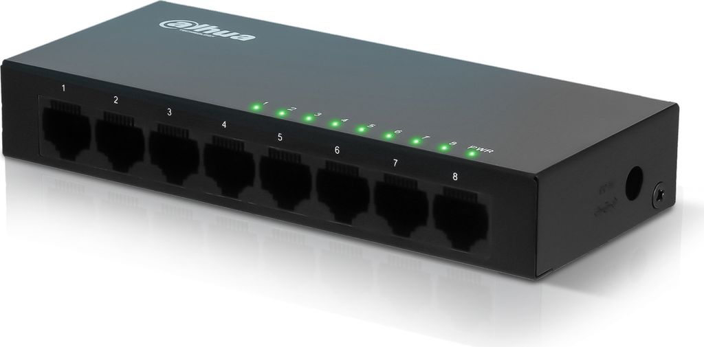 Dahua Ethernet Switch - 8 Ports - Unmanaged - 8 x 10/100 Mbps - Internet - Netzwerk-Splitter - PFS3008-8GT