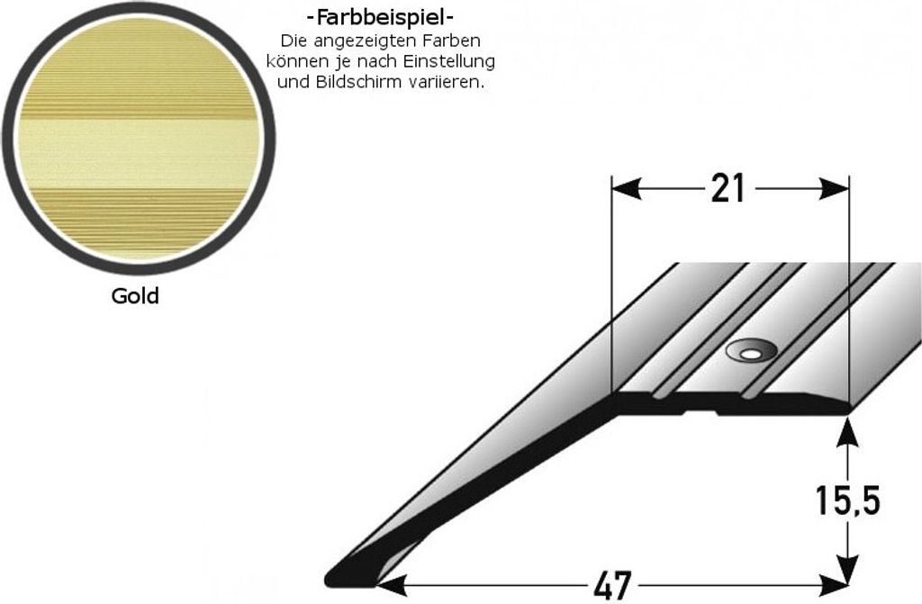 Abschlussprofil / Abschlussleiste Laminat "Huntsville", Einfasshöhe: 8.5 mm / 15.5 mm, Aluminium eloxiert, gebohrt / selbstklebend-goldfarbig-2700...