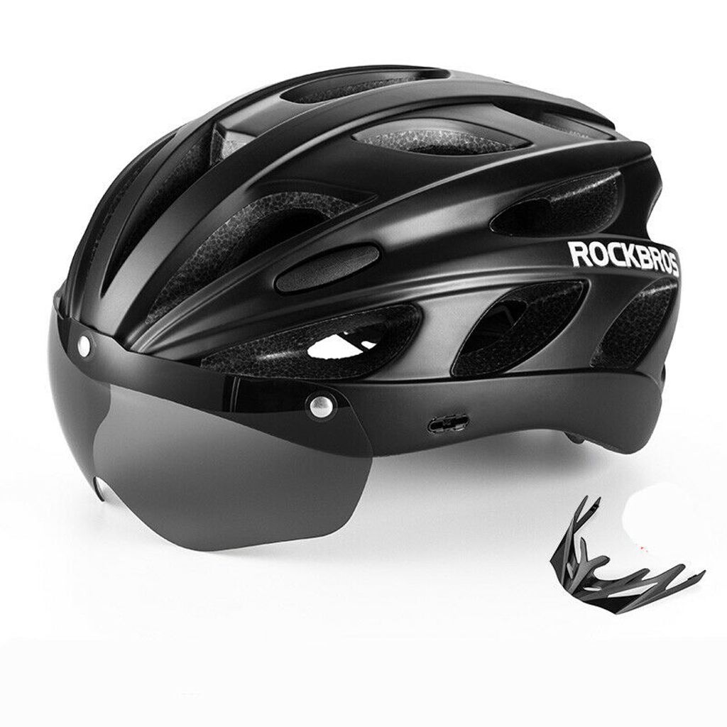 Fahrradhelm Herren Damen Fahrrad Helm BMX MTB Road Helm mit Visier-Schutzbrille 