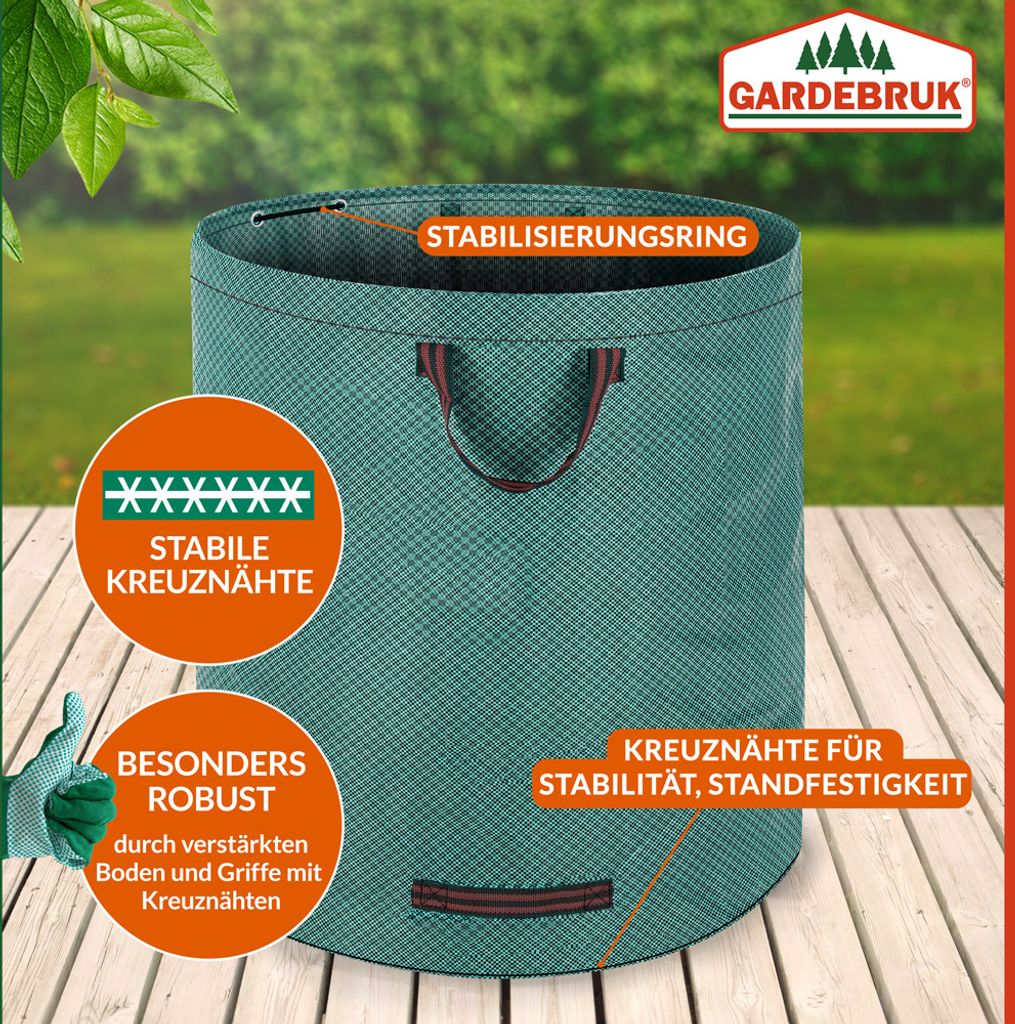 GARDEBRUK® Gartenabfallsack 4x280 Liter 50 kg Belastbarkeit Produktbild 2