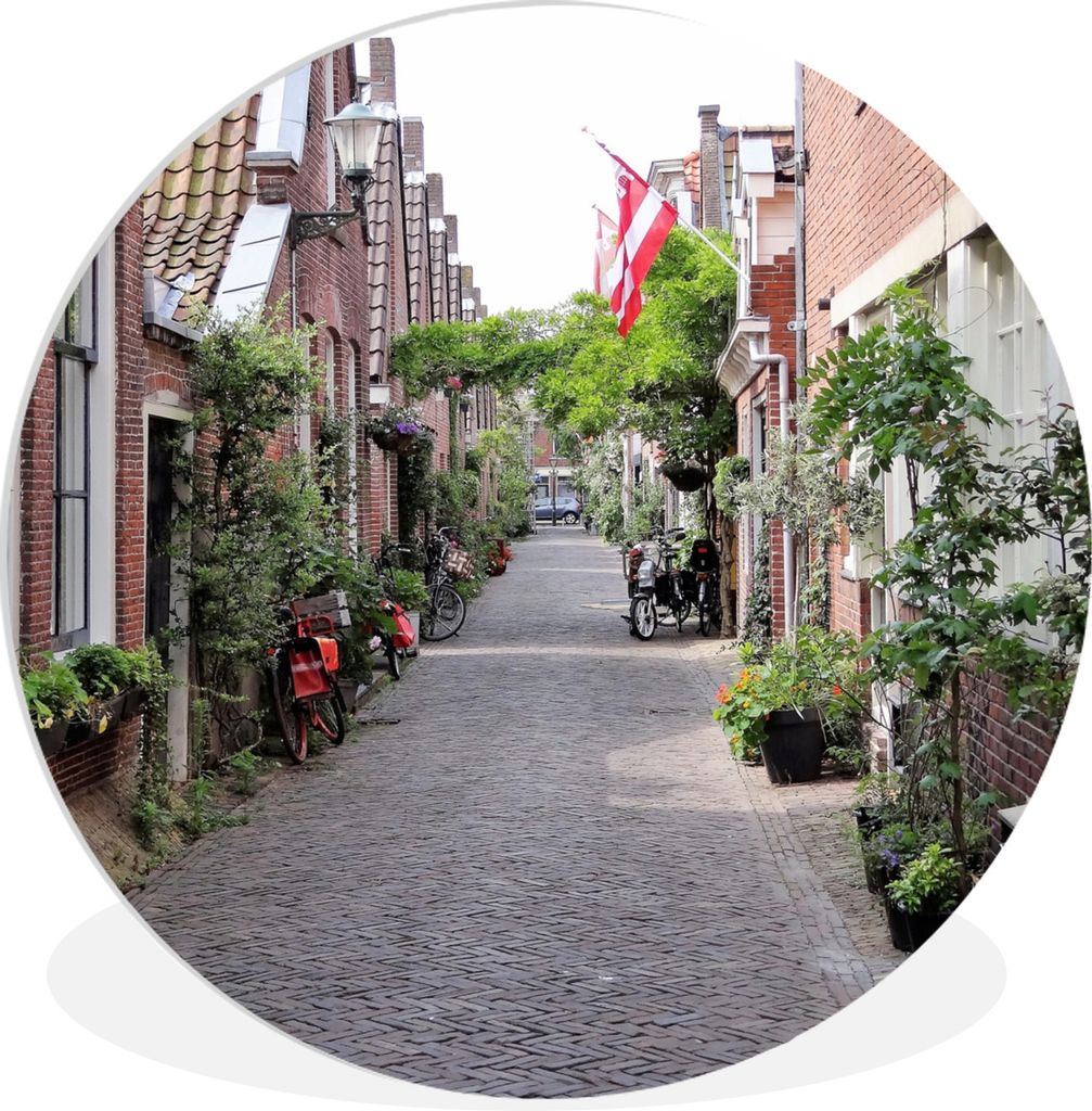 MuchoWow Rundes Wandbild - Runde Bilder Alkmaar - Flagge - Straße Ø 60 cm Kreis Wanddekoration Kunststoff - Wandkreis - Wandschmuck - Wand Krei...