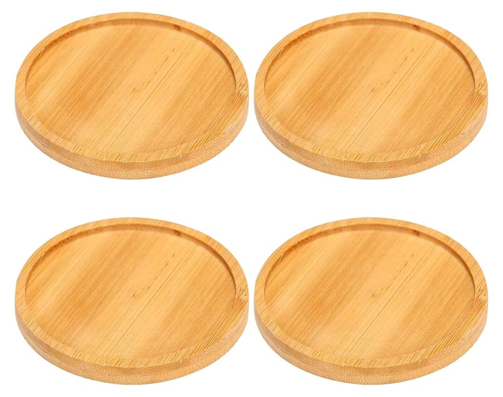 4 Stück Kerzenteller aus Holz, runde Untersetzer für Kerzenhalter, geeignet für Stumpenkerzen, Taufkerzen, Hochzeitskerzen, Dekoteller für Tisc...
