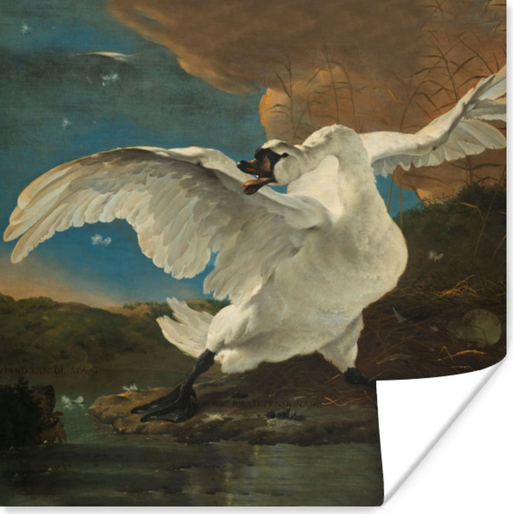 MuchoWow Poster Der bedrohte Schwan - Gemälde von Jan Asselijn 75x75 cm - Wand Dekoration