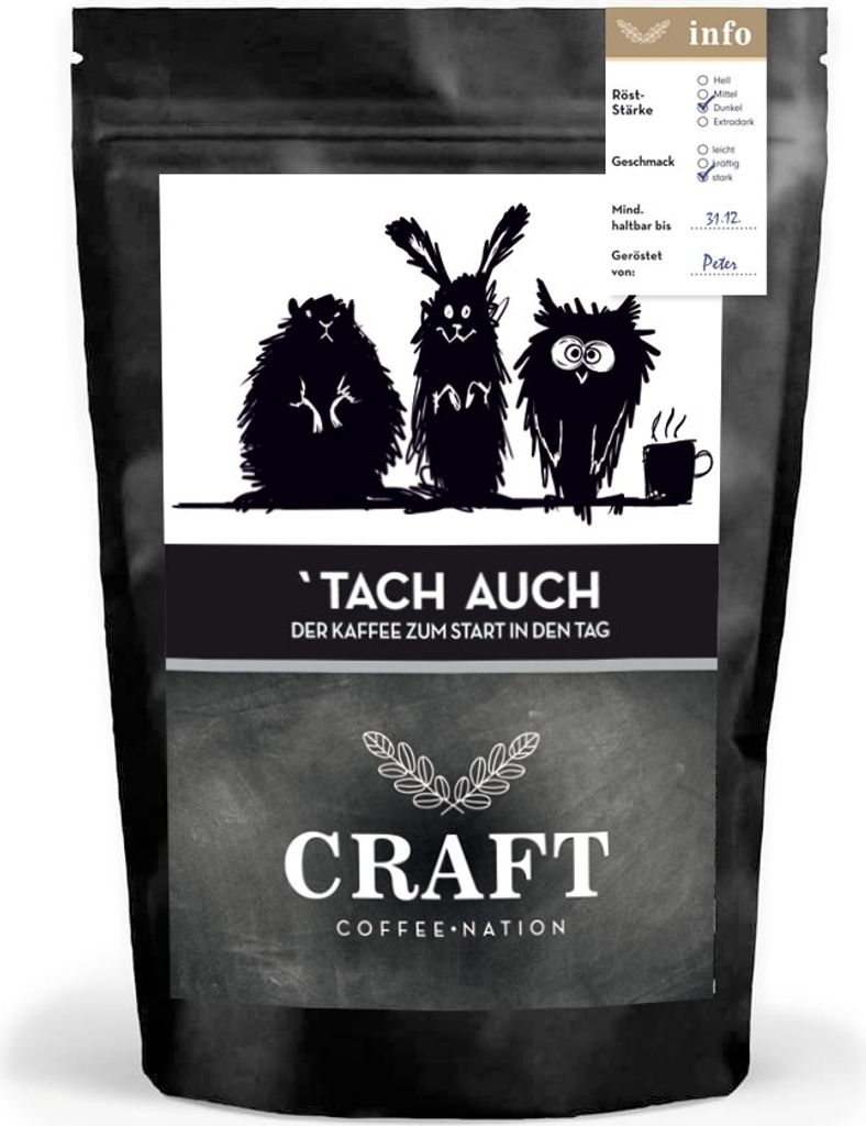 Kaffee CRAFT 'Tach auch von Coffee-Nation, 250g Bohnen Produktbild 