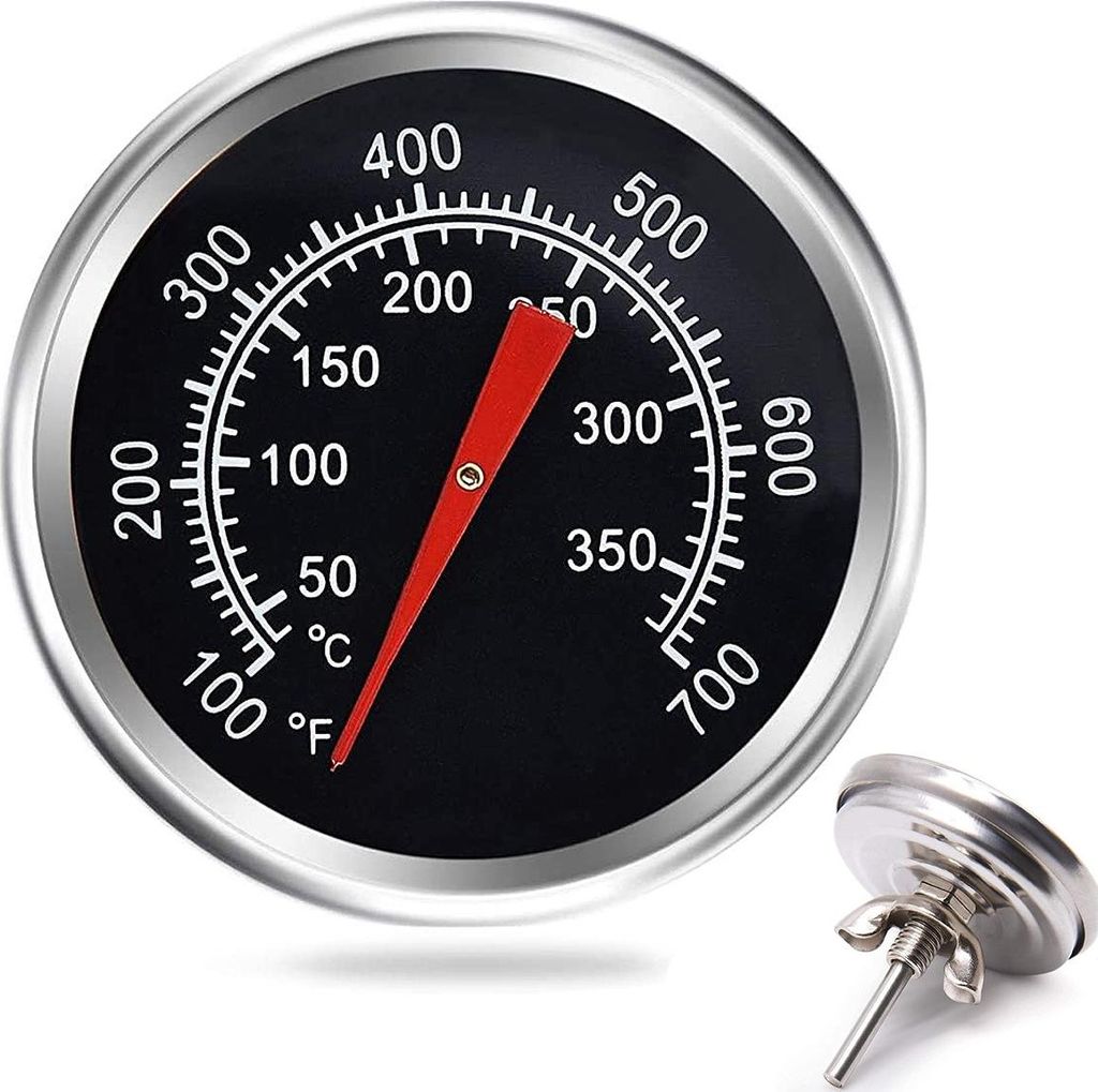 Analoges Grillthermometer Edelstahl, 100–700°F, Einbau 5,2 mm, hitzebeständig, langlebig, BBQ, Räucherofen & Backofen, Geschenkidee
