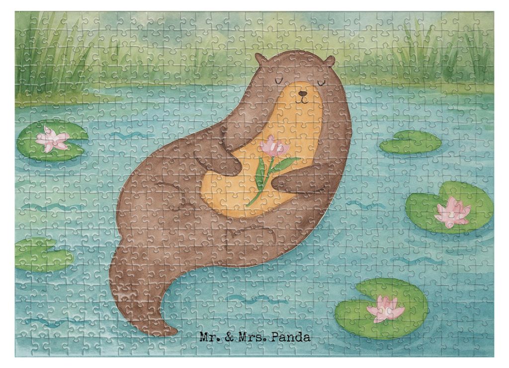 Mr. & Mrs. Panda Puzzle Otter Seerose Design 551 Teile - Weiß - Geschenk, 1000, glücklich, Wasser, Puzzlespiel, Fluss, Seeotter, 1500, 500, Leges...