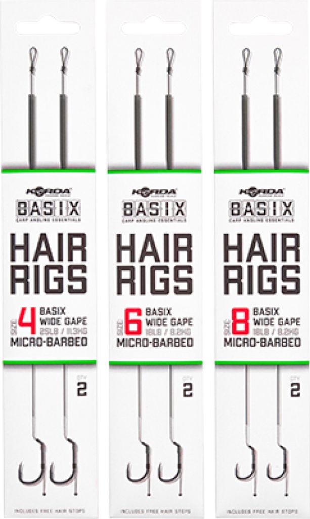 Korda Basix Hair Rigs Wide Gape - 2 Karpfenrigs, Größe/Tragkraft:Gr. 4 / 25lbs / 11.3kg