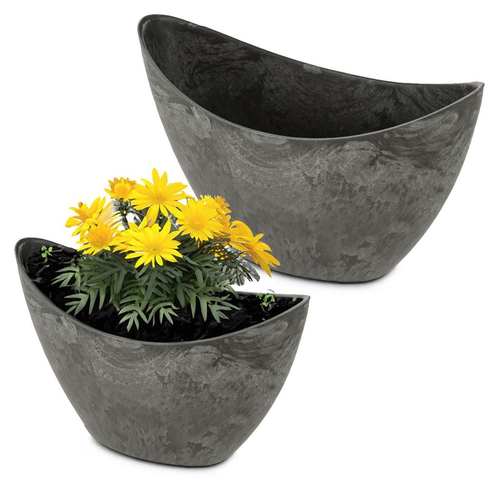Hohe Pflanzschalen oval 2er Set 20, 24 cm für draussen Produktbild 