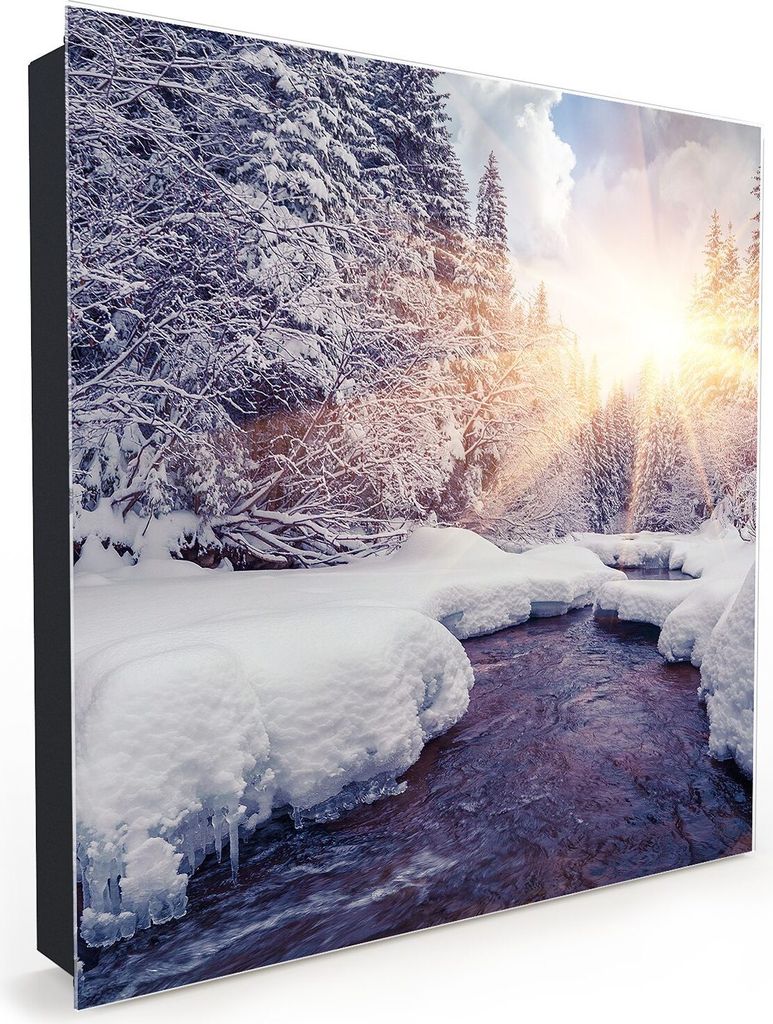 Nachbildung-Schlüsselkasten, Magnetpinnwand und Memoboard mit Glasfront Motiv Sonnenstrahlen im Winter