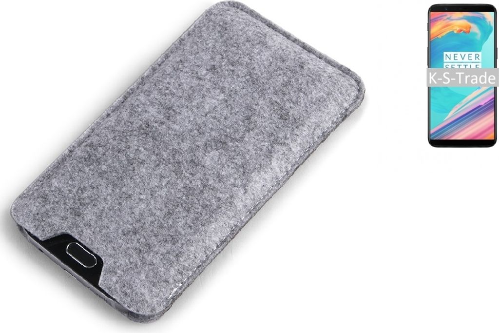 K-S-Trade Filz Handyhülle kompatibel mit OnePlus 5T Schutzhülle Filztasche Filz Tasche Case Sleeve Handy Hülle Filzhülle grau