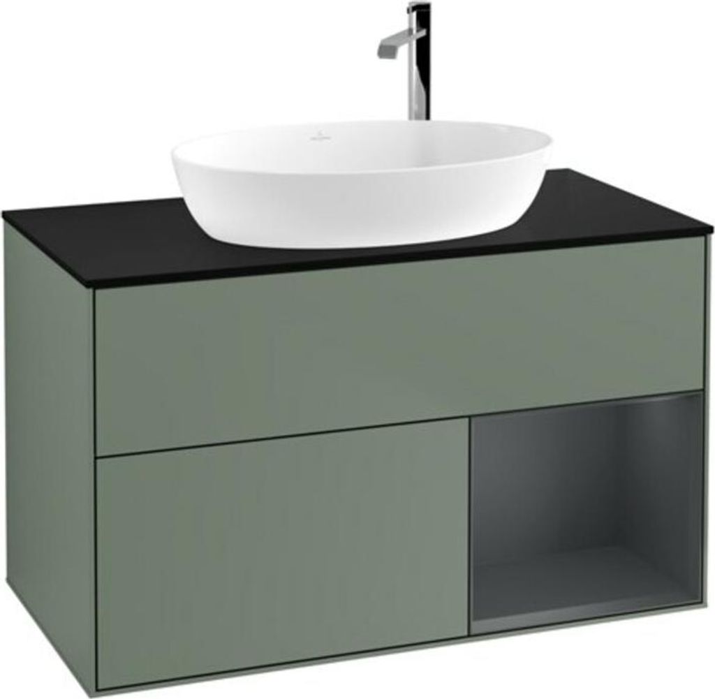 V&B Waschtischunterschrank Finion 100, Pl bla m, Reg md m Lac, Oli. m Lac