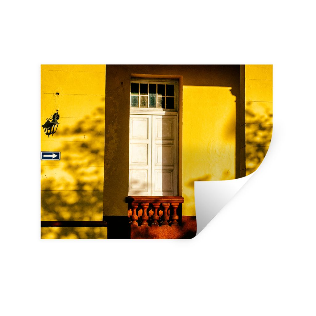 MuchoWow Wandtattoo Wandsticker Wandaufkleber Tür - Gelb - Architektur - Schatten 120x90 cm Selbstklebend und Repositionierbar - Aufkleber