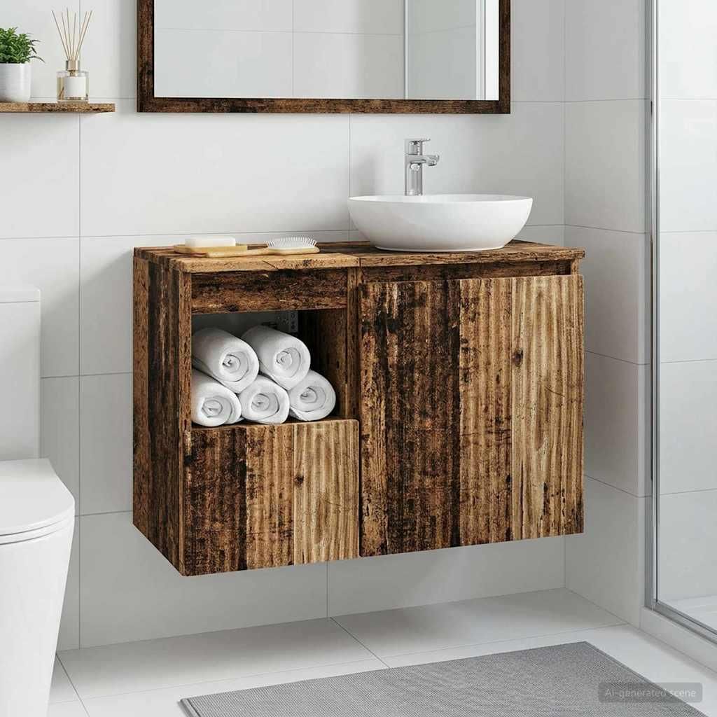 Möbel Badezimmerschrank Altholz 30 x 41 x 50 cm Holzwerkstoff - Badspiegel CC3051