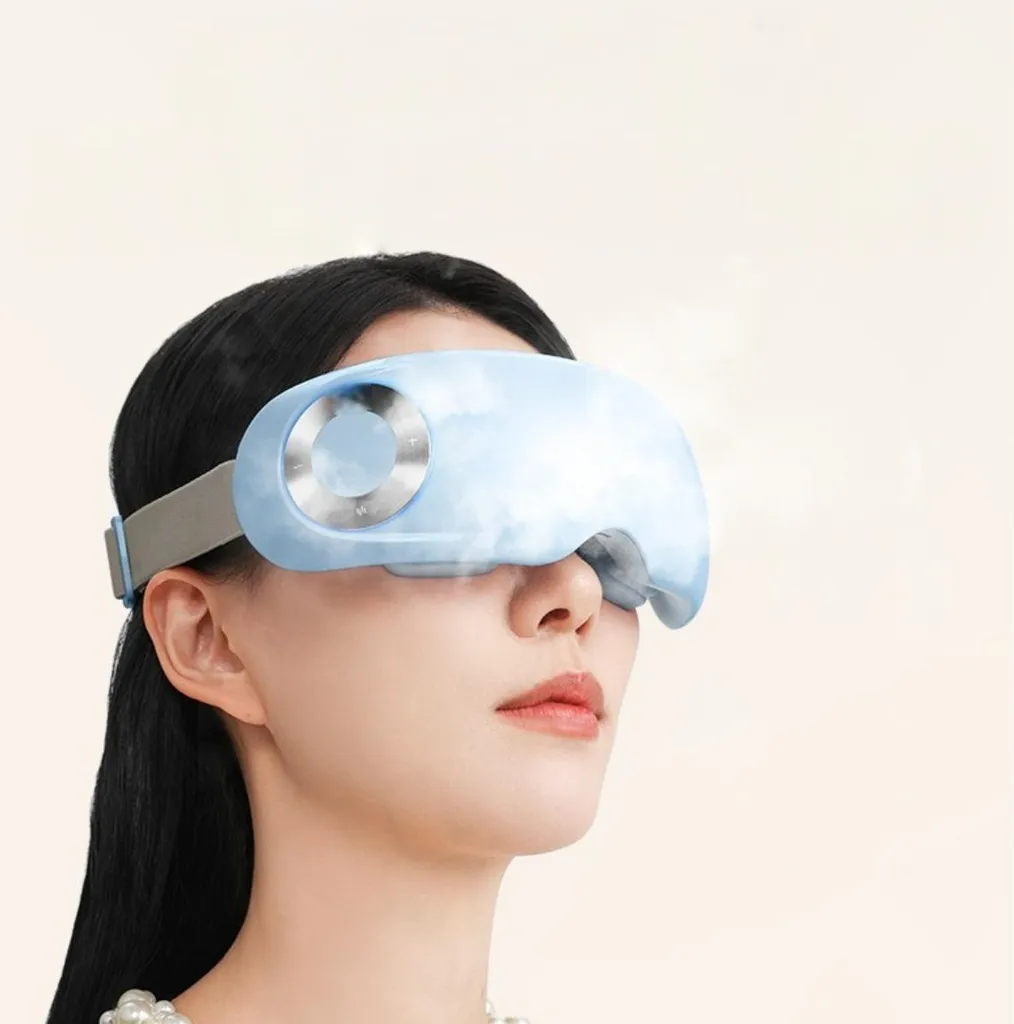 NOWWISH Massaggiatore per occhi con calore, vibrazioni e musica Bluetooth per alleviare l'emicrania, maschera riscaldata senza fili, con 6 modalità di massaggio, relax, regalo per la festa della mamma