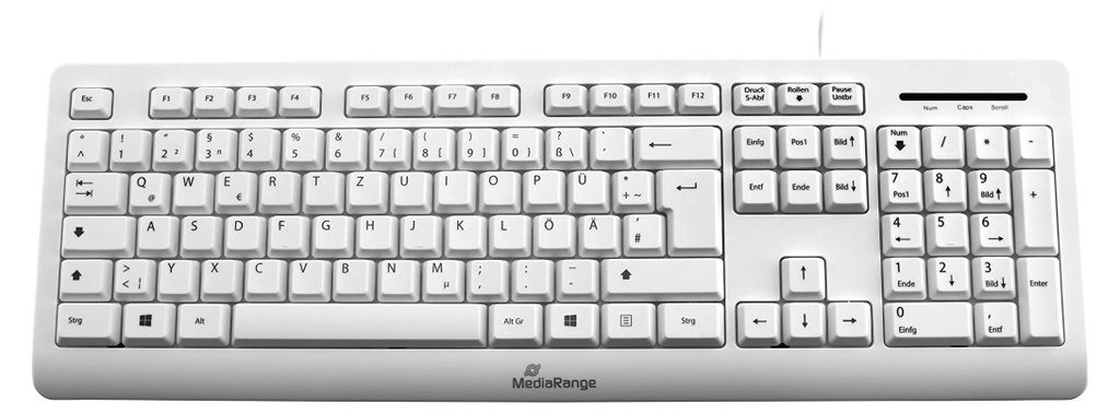 MediaRange Tastatur USB 2.0 kabelgebunden QWERTZ weiß