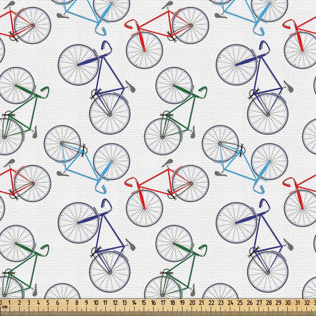 ABAKUHAUS Fahrrad Gewebe als Meterware, Abstrakt Plain Design Racing Fahrräder in verschiedenen Farben Disorderly angezeigt, 10 M (148 x 1000 cm),...
