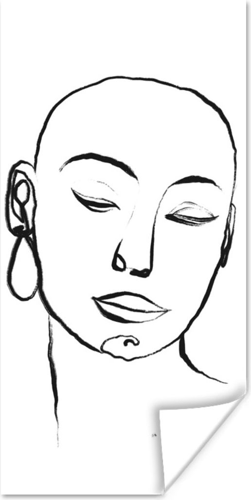 MuchoWow Poster Frau - Gesicht - Porträt 40x80 cm - Dekoration