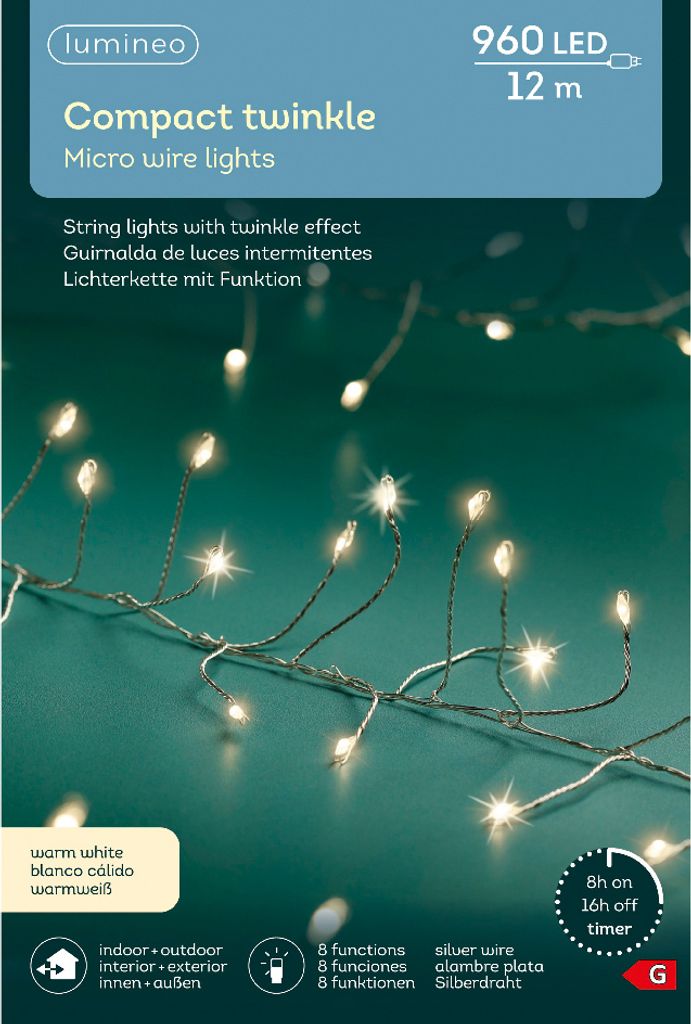Lumineo Micro-LED COMPACT TWINKLE 960 LED 12 m warm weiß, Produktbild 