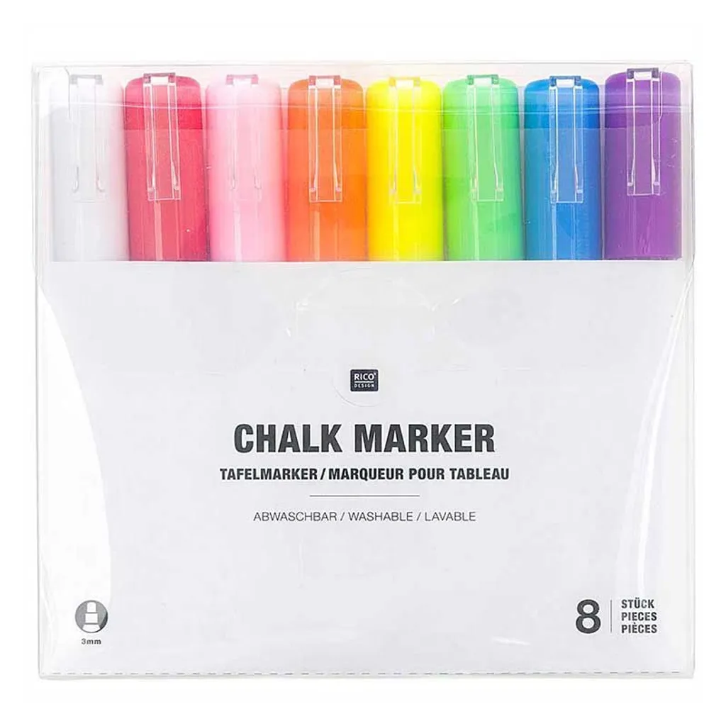 Crayons de craie liquide arc-en-ciel 3mm lot de 8 couleurs assorties