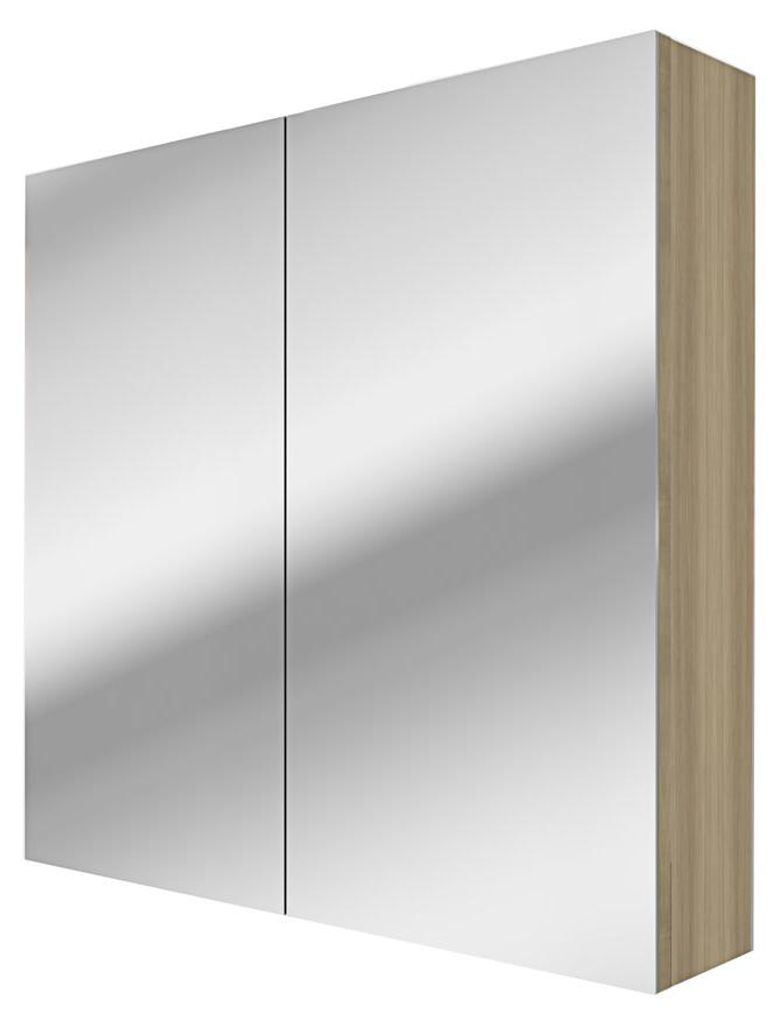 Spiegelschrank Badspiegel Badezimmer Spiegel City 80cm braun Eiche mit 5W LED-Strahler / Energiebox