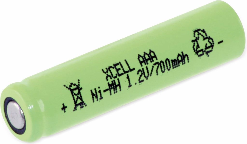 XCELL NiMH-Akku, Industriezelle, AAA, Flat-Top, 44,5x10,5mm, 1,2V/700mAh