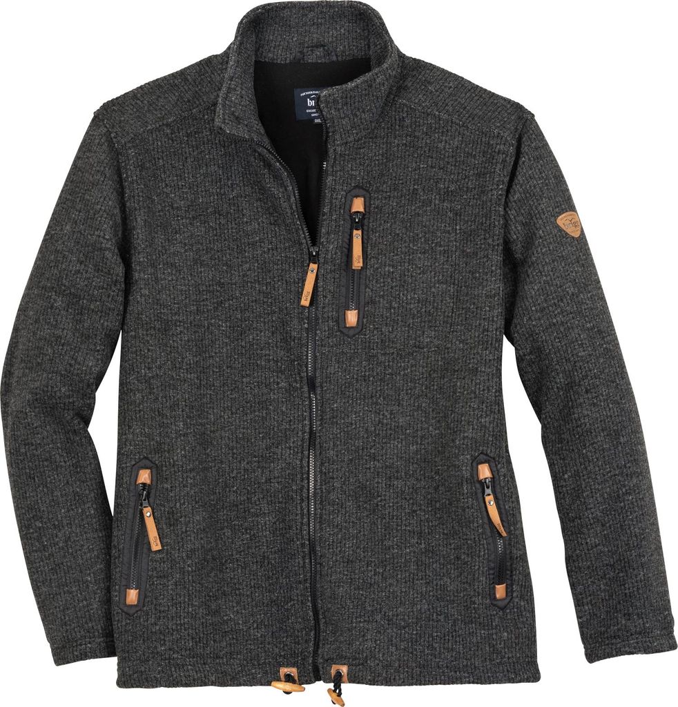 Brigg XXL Fleecejacke Strickoptik anthrazit melange