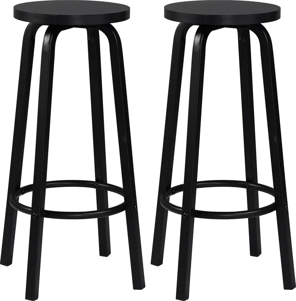 Set 2 Sgabelli Bar Moderni Neri 72cm | Seduta MDF e Struttura Metallo