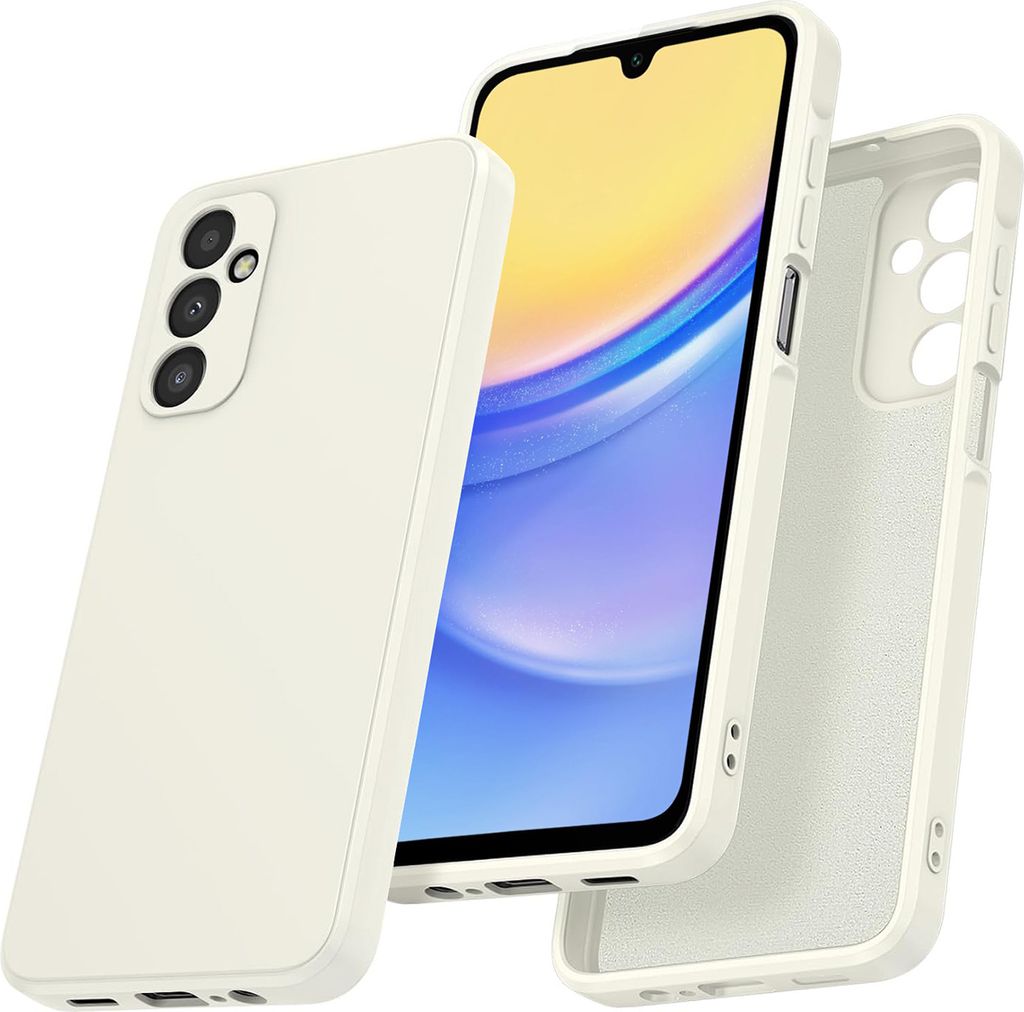 Hülle für Samsung Galaxy A15 Slim Liquid Silikon Gel Gummi Stoßfest Schutzhülle Cremefarben