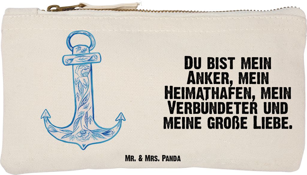 Mr. & Mrs. Panda Mäppchen Anker Blau Größe S Klein - Weiß - Geschenk, Pouch, Federmappe, Lustige Sprüche, Schlampermäppchen, pencil case, Sto...
