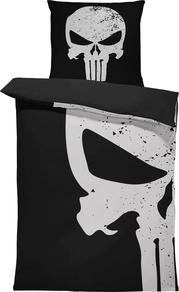 4 teilig Bettwäsche 135x200 cm Totenkopf Skull Bones schwarz weiß Mikrofaser