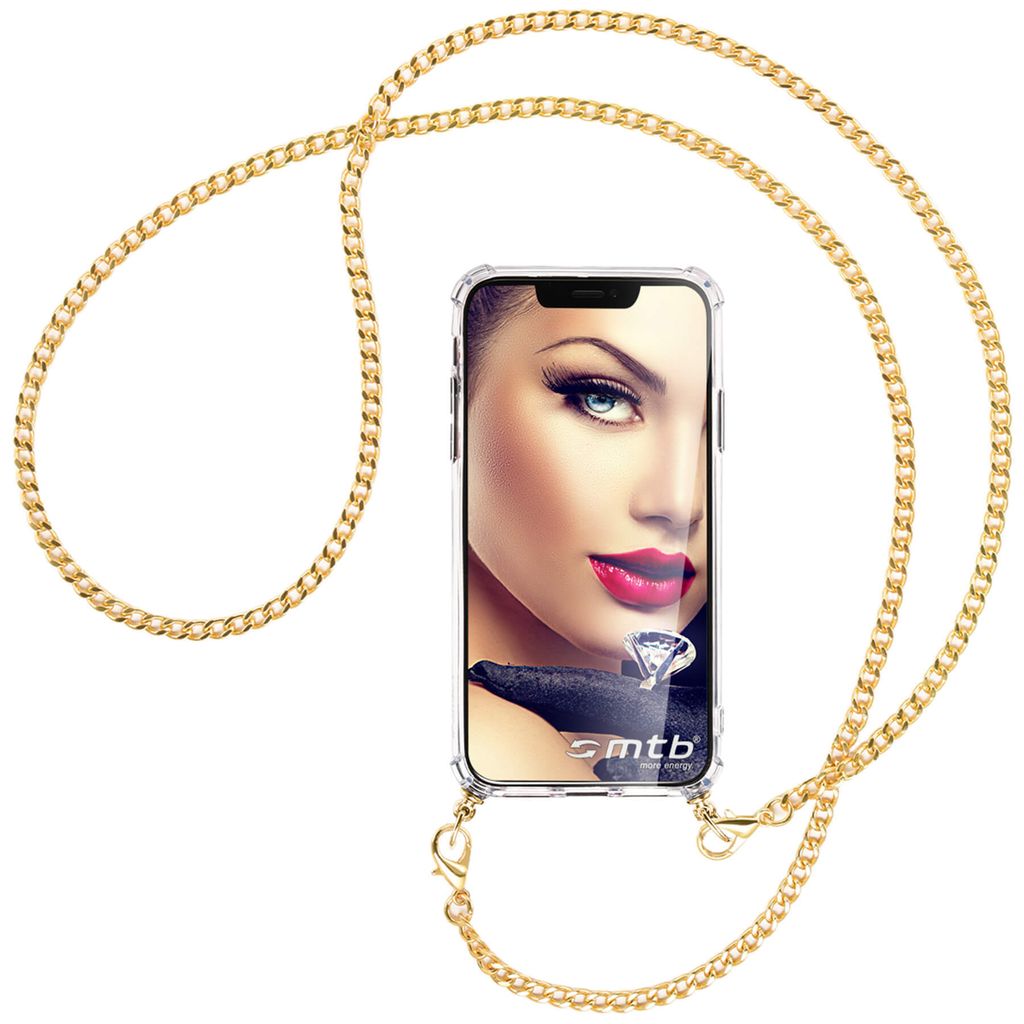 Handykette Backcover-Schutzhülle mit Band (Metall goldfarben) für Xiaomi Xiaomi Redmi Note 14 Pro 4G - goldfarbene Kette