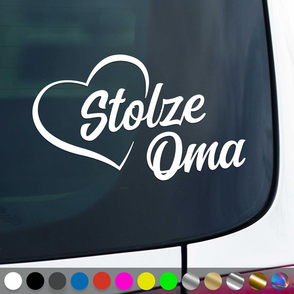 PantherPixel Stolze Oma Aufkleber Großeltern Enkelkinder Sticker Auto Geschenkidee Farbe Weiss