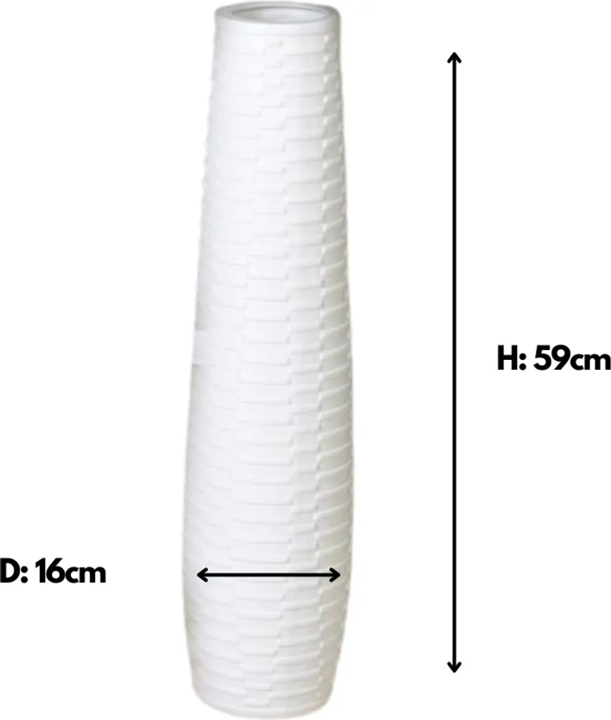 Vase en Céramique Blanche Gilde Catania 57 cm Haute Qualité Ref 26456 - 3