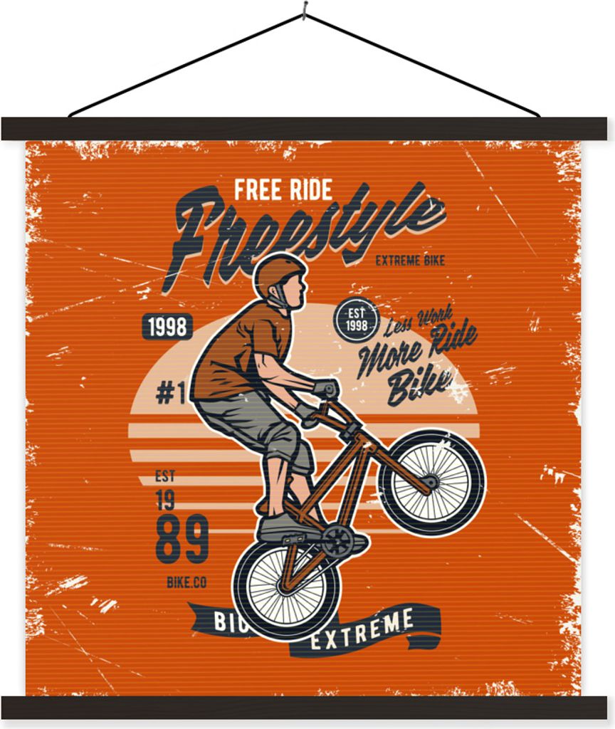 MuchoWow Textilposter Fahrrad - Mann - Retro 40x40 cm mit schwarzem Rahmen - Fotos