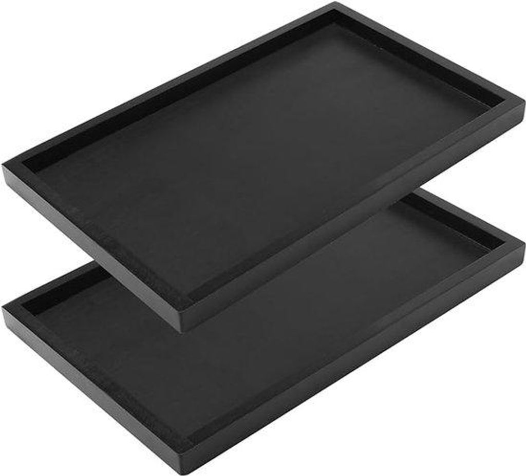 Famanu Set aus 2 rechteckigen Holztabletts - schwarz - multifunktional für Tee, Getränke oder Snacks - 32 x 20 x 2 cm