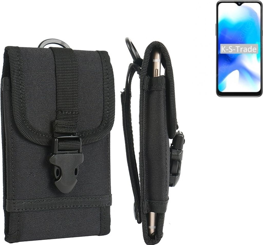 K-S-Trade Holster Handy Hülle kompatibel mit Blackview A80s Holster Handytasche Gürtel Tasche Schutz Hülle Robust Outdoor schwarz