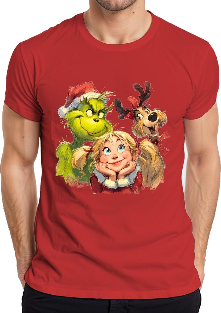 Grinch Cindy Lou Who Max Weihnachten lustig Geschenk Herren T-Shirt, Rot, S