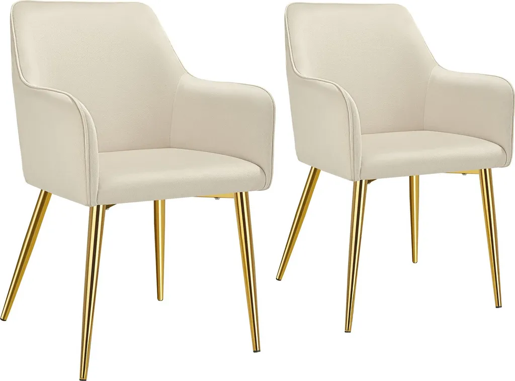 Lot de 2 fauteuils de table AVANE beige velours pour salle à manger chic