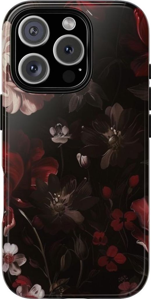Dunkles Blumenmuster im Vintage-Stil – Hülle Kompatibel mit iPhone 16 Pro
