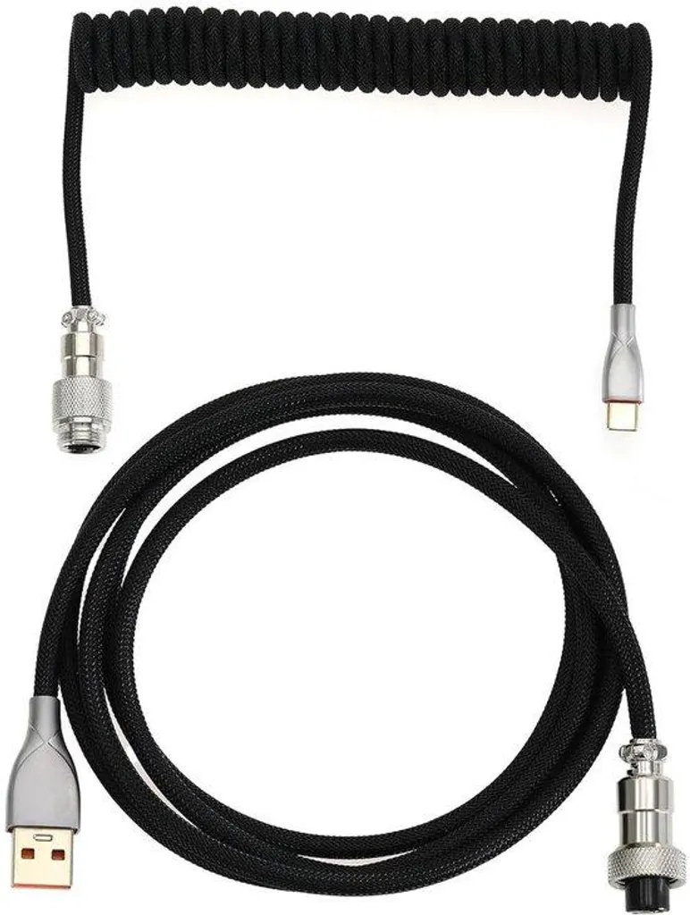 Câble USB-C Gaming Métal Noir 1.5m avec Double Articulation Pivotante