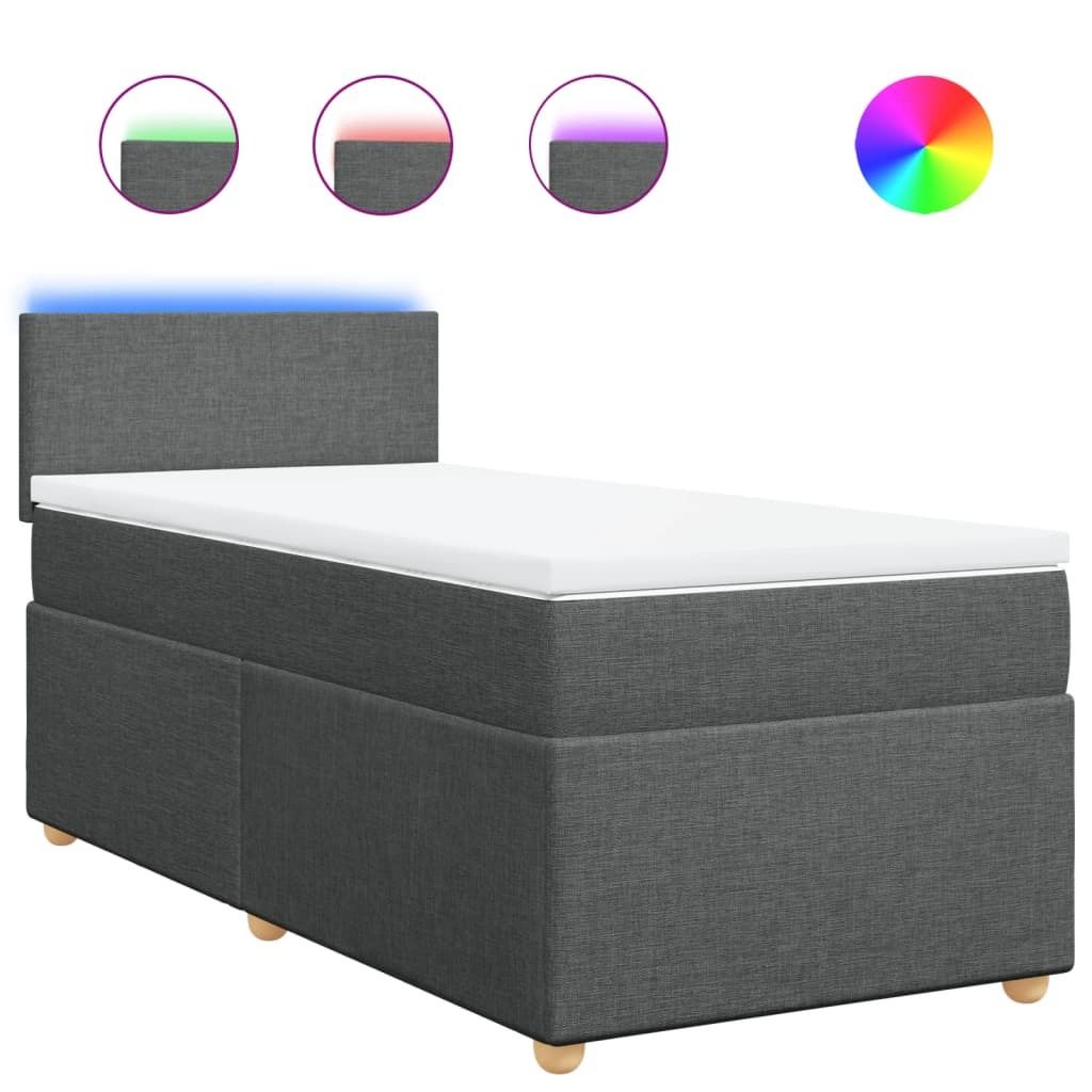 (Robust Möbel)Boxspringbett - Einzelbett/Jugendbett mit Lattenrost - mit Matratze Dunkelgrau 90x200cm Stoff - Klassische Betten DEMöbel772722