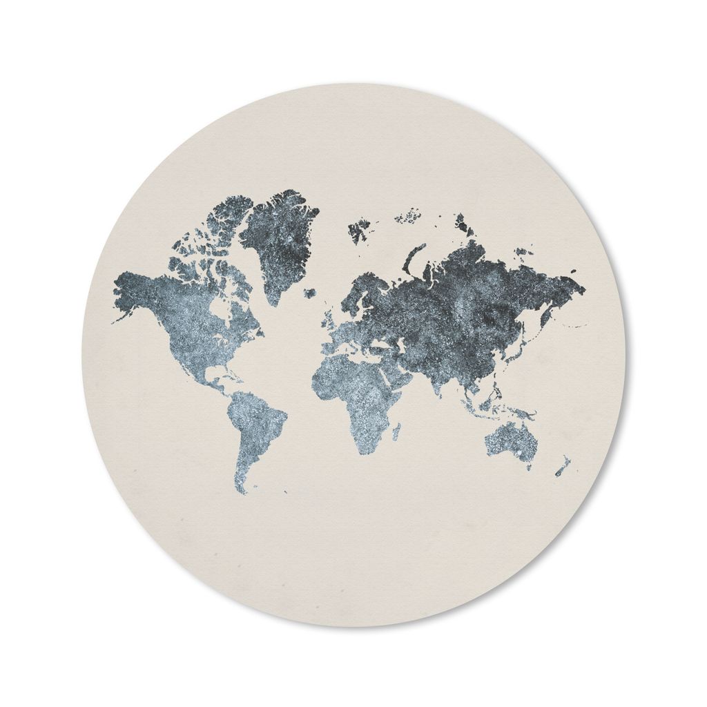 MuchoWow Mauspad Mousepad Weltkarte - Grau - Silber 50x50 cm - Mousepads - Maus Mat - Pad - Mausunterlage - Vinyl