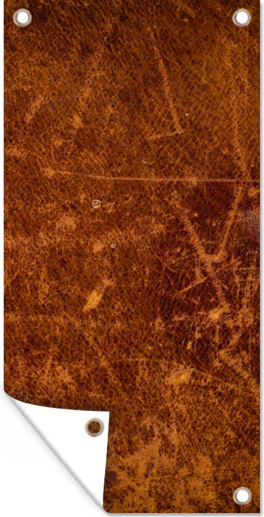 MuchoWow 30x60 cm Outdoor-Poster Gartendeko Sichtschutz Garten Poster für den Garten Leder - Lederoptik - Braun - Orange
