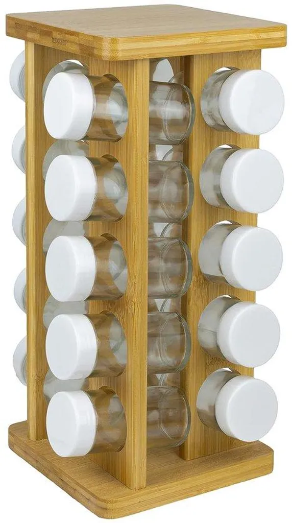 Fini le désordre en cuisine : étagère à herbes 20 pots bambou et verre