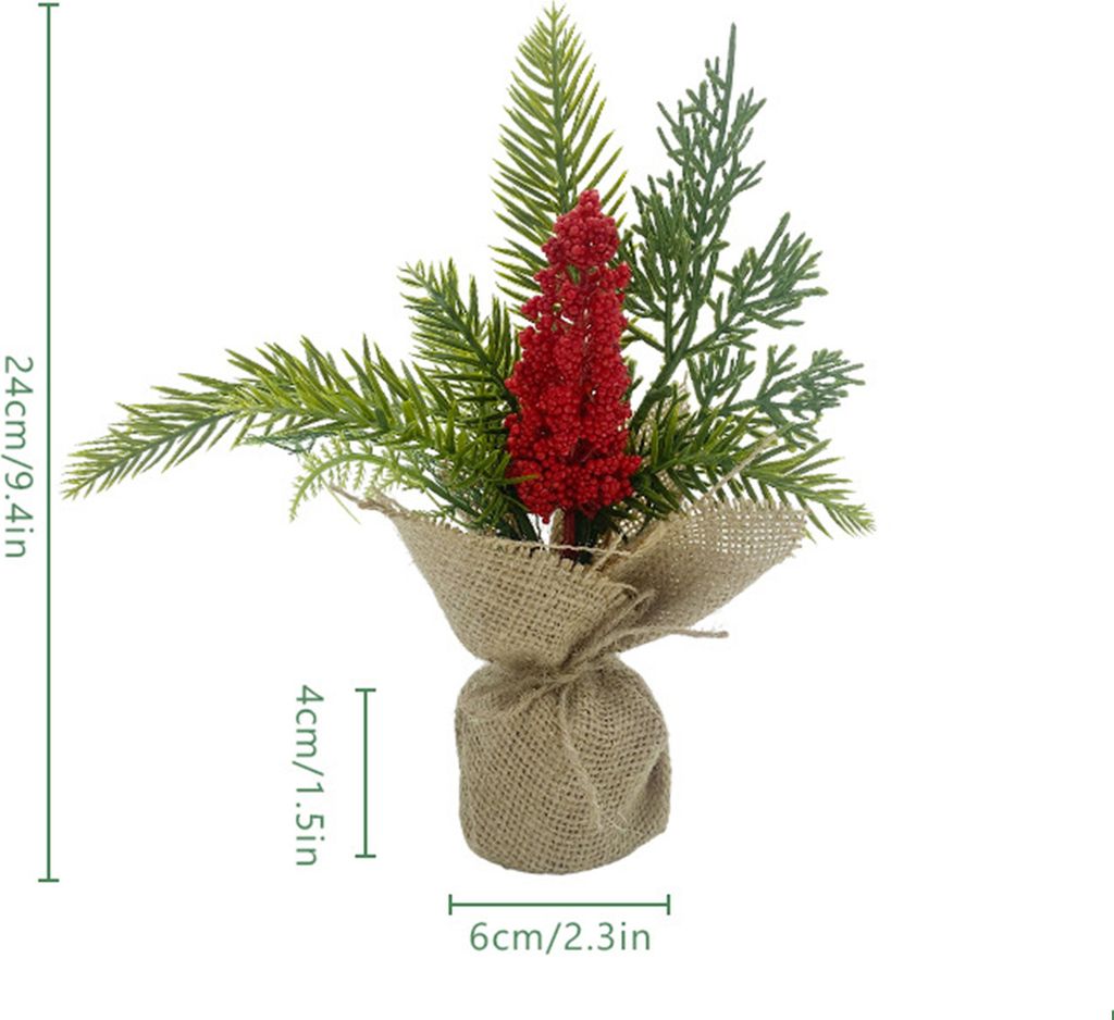 Mini-Weihnachtsbaum mit Beeren, kleiner Tisch-Weihnachtsbaum, künstlicher Blumenstrauß, Urlaubsdekoration für Büro, Zimmer, Schreibtisch