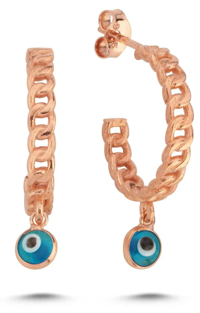 Créoles tressées Nazar pour femme en argent fin 925 rhodié, design œil