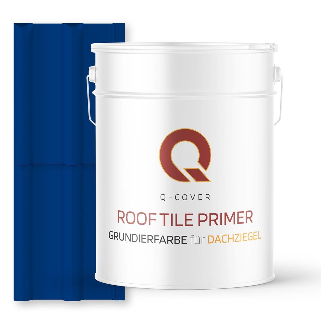 Grundierfarbe für Dachziegel Ultramarinblau RAL 5002 10 L | wetterfeste Dachbeschichtung | für Ziegel, Beton, Eternit | UV-beständig | Q-COVER