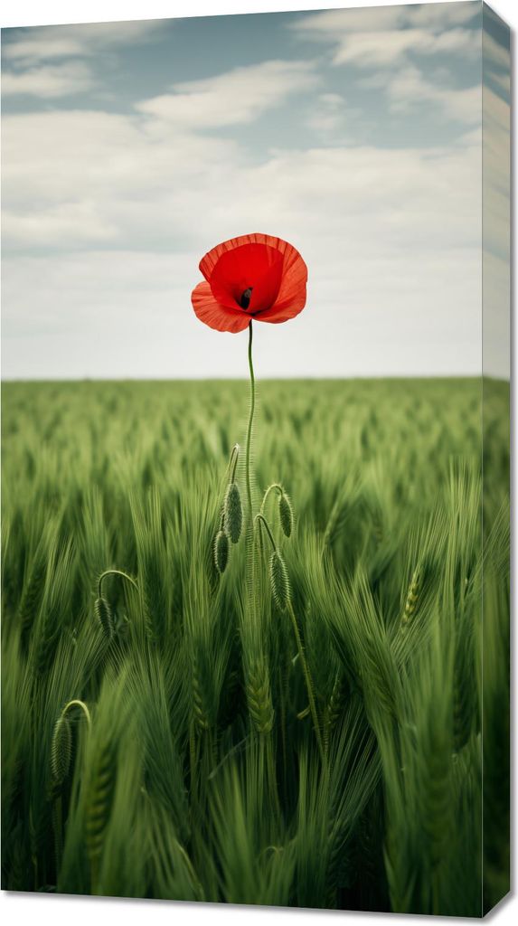 Bild 50x90cm Einsamer Mohn im Feld