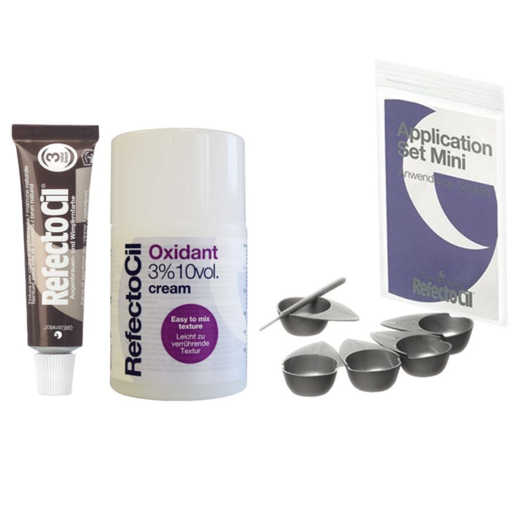 RefectoCil Henna 3 Natural Brown 15ml + RefectoCil Oxidant 3% Cream 100ml + Refectocil Application Set Mini